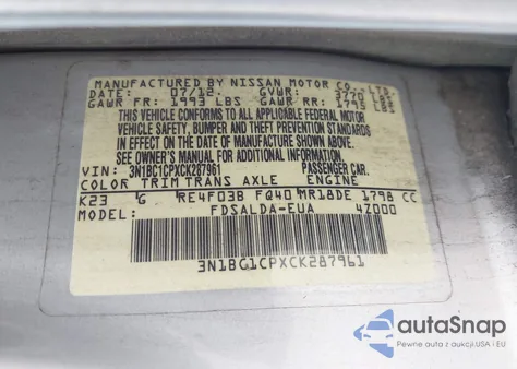 2012 Nissan Versa 1.8 S from USA, damaged, VIN 3N1BC1CPXCK287961